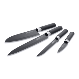 4 пр. набор ножей с керамическим покрытием черного цвета