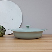 Сотейник чугунный с двумя ручками 28см 3,3л зеленого цвета Ron 