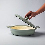 Сотейник чугунный с двумя ручками 28см 3,3л зеленого цвета Ron 