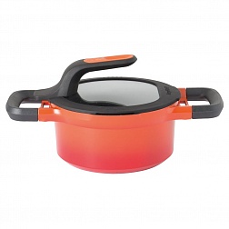 Кастрюля с крышкой 16см Gem red